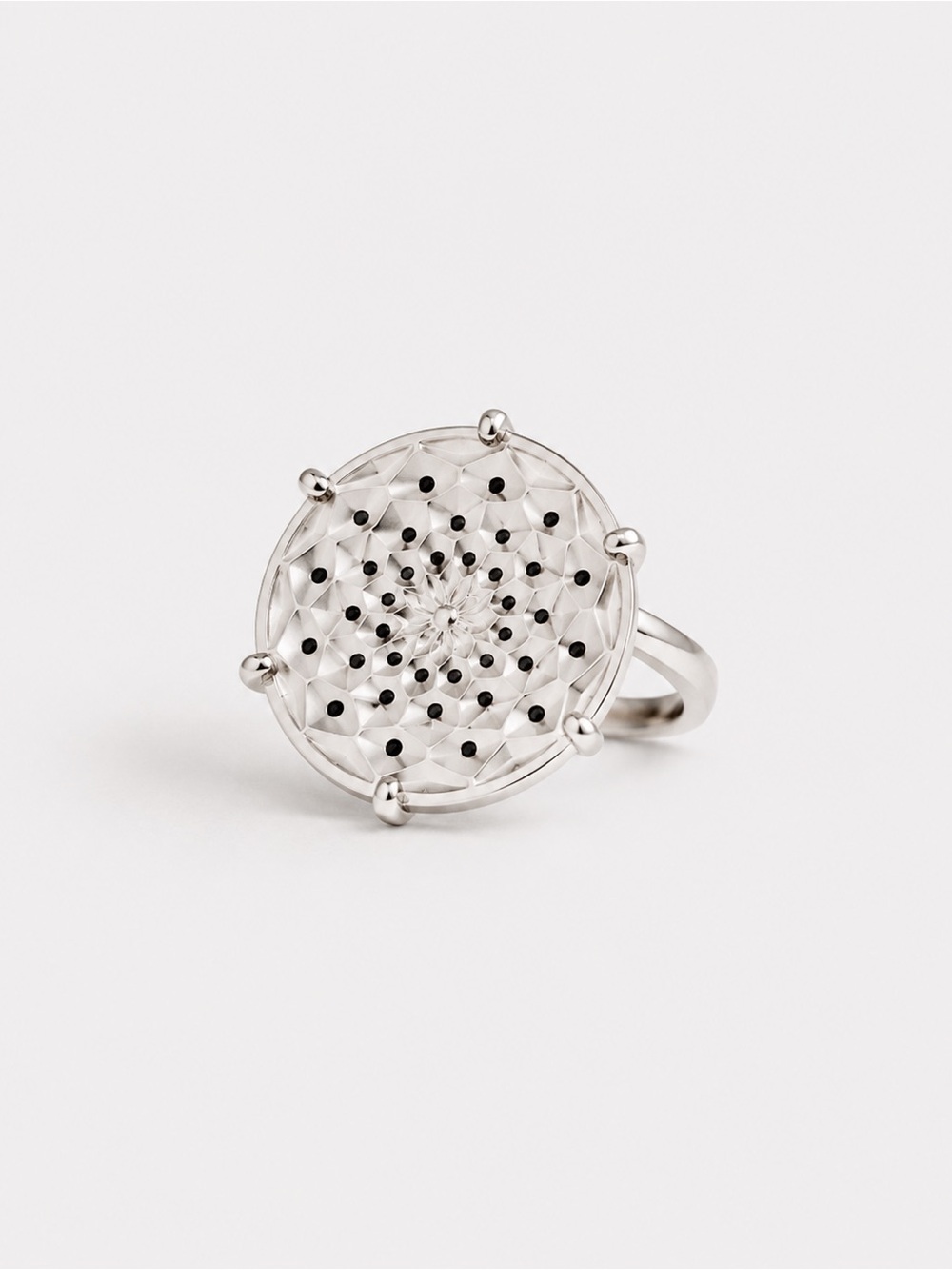 Lalique Cactus Clear Crystal Sterling Silver Ring (New with box)